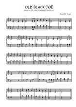 Téléchargez l'arrangement pour piano de la partition de Old black Joe en PDF